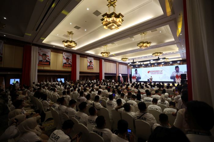Presiden RI Prabowo Subianto dalam Kongres IV Pengurus Pusat Tunas Indonesia Raya (PP Tidar), Sabtu (17/5/2025) di Jakarta. (Dok Tim Komunikasi Prabowo Subianto)